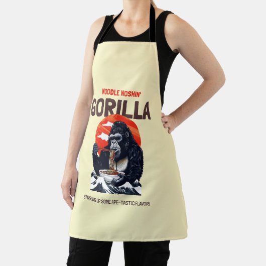 Een gorilla eet spaghetti schort (Insitu)