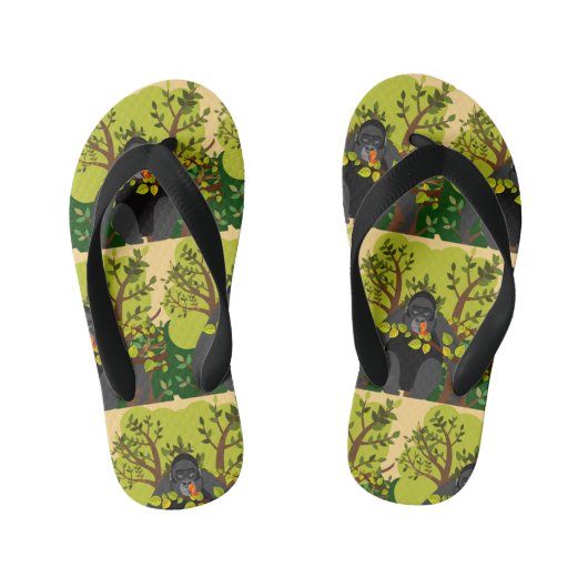 Een gorilla gefascineerd door een vlinder kinder teenslippers (Voetbed)