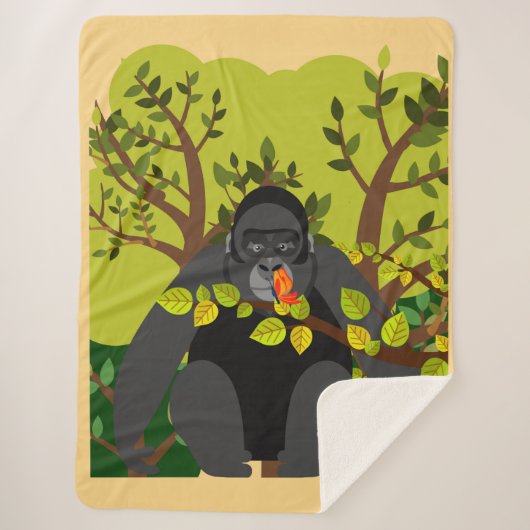 Een gorilla gefascineerd door een vlinder sherpa deken (Voorkant)