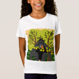 Een gorilla met een vlinder t-shirt