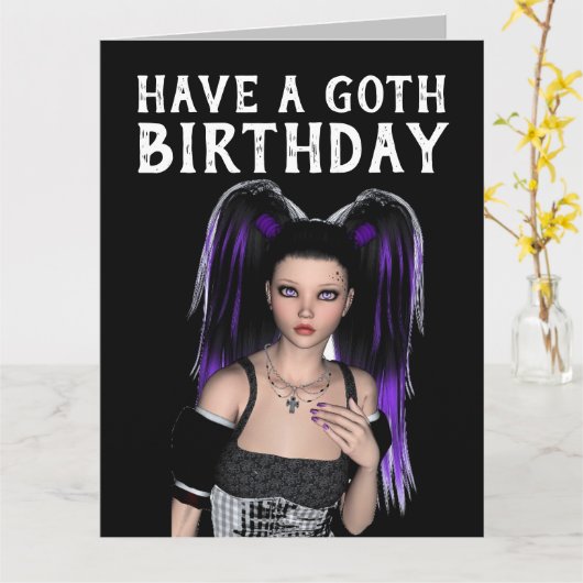 EEN GOTHIC BIRTHDAY, EMO GOTHIC GIRL KAARTEN (Gele Bloem)