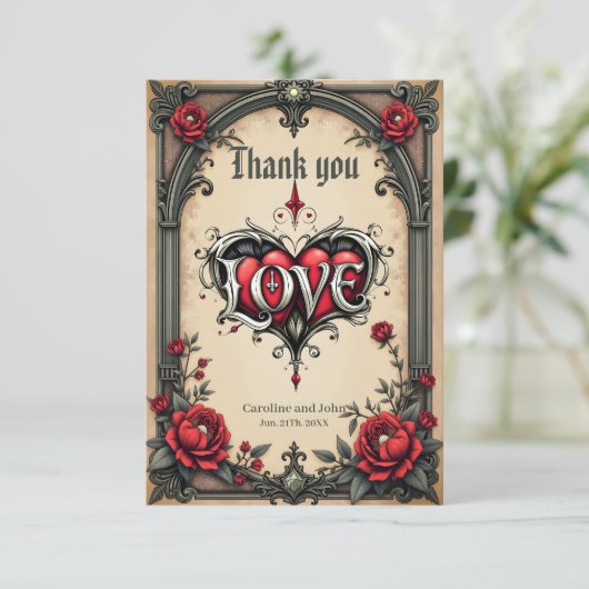 Een gotische romance. Een , gotische stijl Bedankkaart (Staand voorkant)