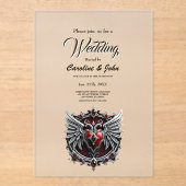 Een gotische symbiose, elegant hart en schedels. acryl uitnodigingen (Voorkant)