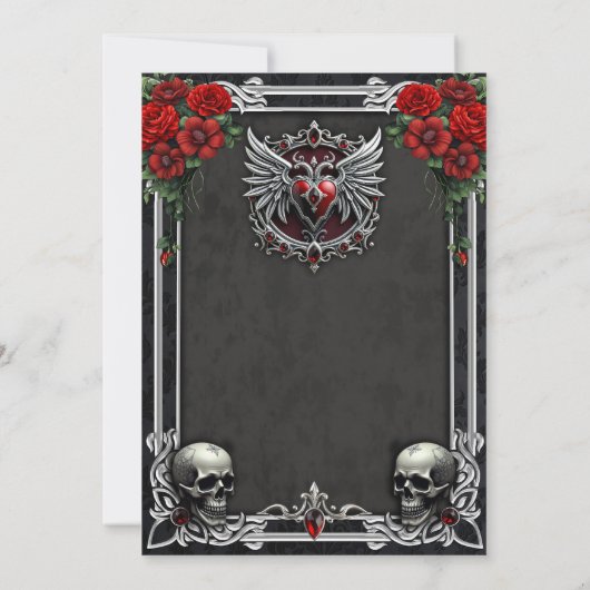 Een gotische symbiose, elegant hart en schedels. kaart (Achterkant)