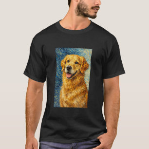 Een Goud Retriever Portret in Van Gogh Kunststijl T-shirt