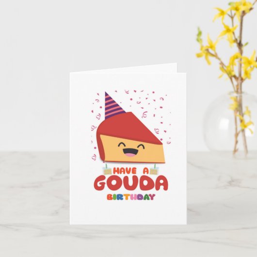 Een Gouda Puns Verjaardag Kaart (Gele Bloem)