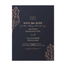 Een gouden botanische bruiloft. Blauw De datum ops