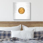 Een gouden dollar 1853 met een zilverachtergrond canvas afdruk (Insitu (Slaapkamer))