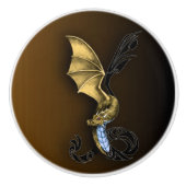 Een gouden draak keramische knop (Voorkant)