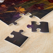 Een gouden en blauwe pauw legpuzzel (Zijkant)