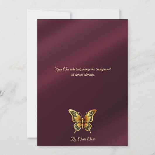 Een gouden en bordeaux bruiloft uitnodigingskaart kaart (Achterkant)