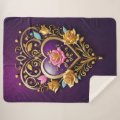 Een gouden hart met ingewikkelde filigraan sherpa deken (Voorkant (horizontaal))