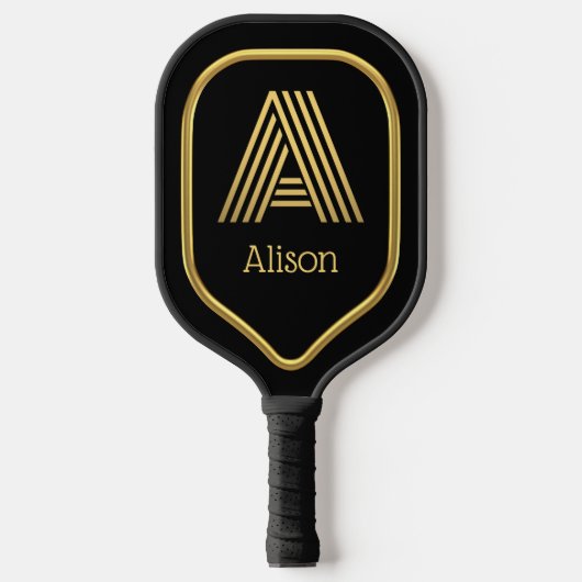 Een gouden Initiaal Pickleball Paddle (Voorkant)
