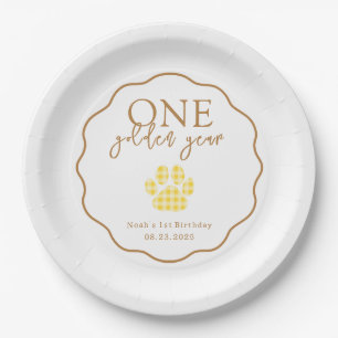 Een Gouden Jaar Paw Print Eerste Verjaardag Party Papieren Bordje