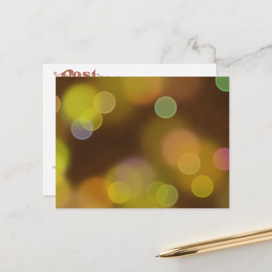 Een gouden kerstpatroon op Fawn Brown Briefkaart (Voorkant / Achterkant in situ)