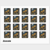 Een Gouden Leeuw Wandelend onder het Maanlicht Vierkante Sticker (Vel)