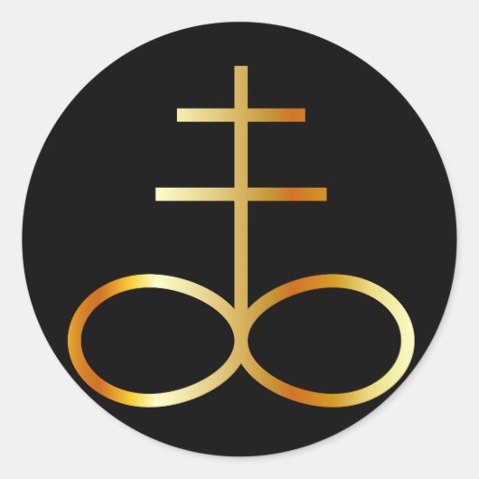 Een gouden Leviathan kruis of zwavel symbool Ronde Sticker (Voorkant)
