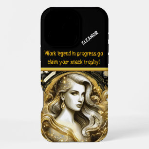 Een gouden portret van een datawetenschapper aan h iPhone 16 pro max hoesje