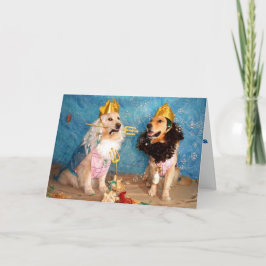 Een gouden Poseidon en Triton verjaardag Kaart