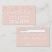 Een gouden roos glitter blush deelt de liefde aanbevelingskaartje (Voorkant / Achterkant)