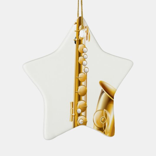 Een gouden saxofoon keramisch ornament (Rechts)