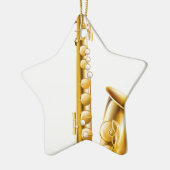 Een gouden saxofoon keramisch ornament (Links)