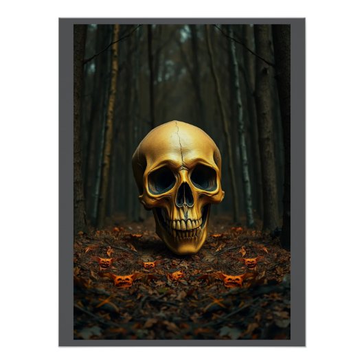 Een gouden schedel Halloween glossy poster (Voorkant)