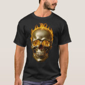 Een gouden schedel met vlammen erop t-shirt (Voorkant)