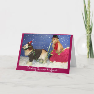 Een gouden slee rit kerst feestdagen kaart