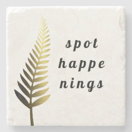 Een gouden varenblad vector stenen onderzetter