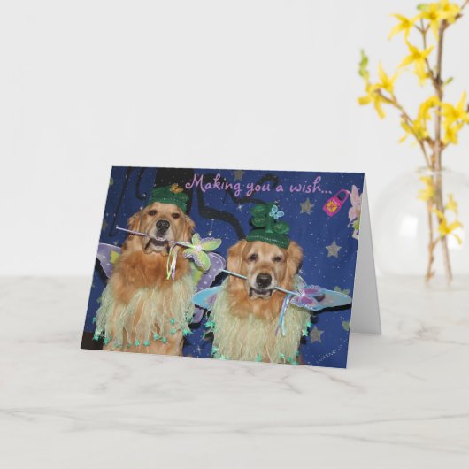 Een gouden Verjaardag van de Fee Kaart (Gele Bloem)