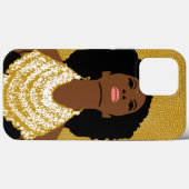 Een gouden zwarte vrouw die naar boven kijkt met K Case-Mate iPhone Case (Achterkant (horizontaal))