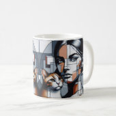 Een graffiti kattenvrouwtje met haar kat. koffiemok (Voorkant rechts)