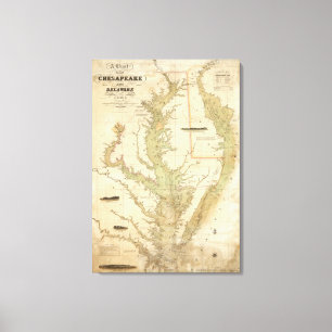 Een grafiek van de Chesapeake and Delaware Bays Canvas Afdruk