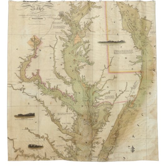 Een grafiek van de Chesapeake and Delaware Bays Douchegordijn (Voorkant)