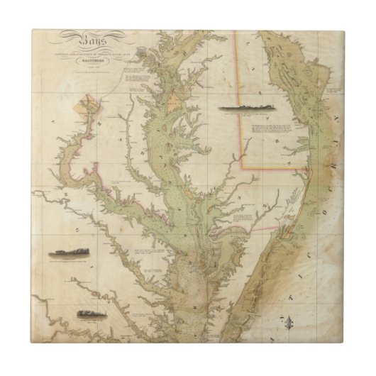 Een grafiek van de Chesapeake and Delaware Bays Tegeltje (Voorkant)