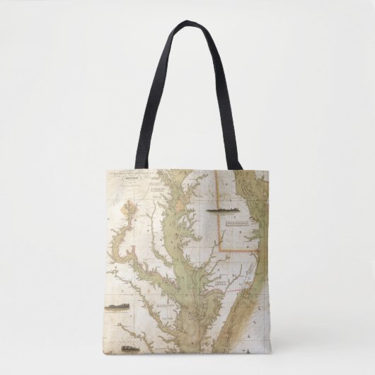Een grafiek van de Chesapeake and Delaware Bays Tote Bag (Voorkant)