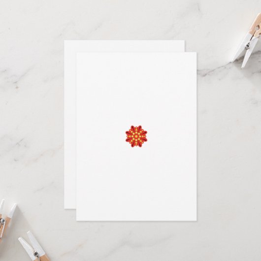 Een grafisch motief met in elkaar grijpende rode e kaart (Voorkant / Achterkant in situ)