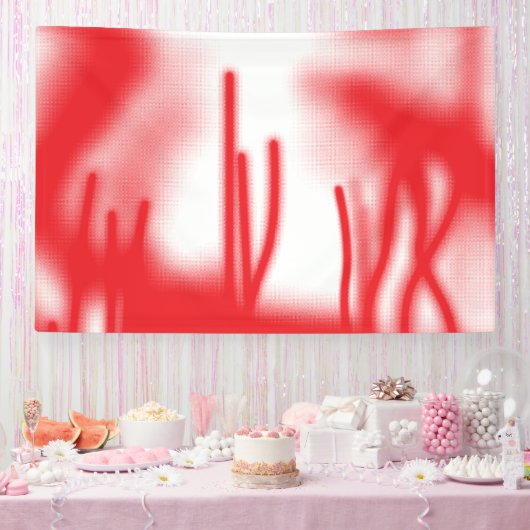 Een grafisch ontwerp met opvallende rode en oranje spandoek (Feest)