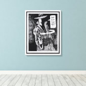 Een grafische roman die een pistool wijst canvas afdruk (Insitu (Houten vloer))