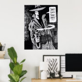Een grafische roman die een pistool wijst poster (Thuiskantoor)