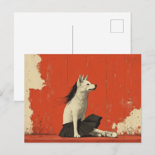 Een Grappig Deel Hond Deel Mens Briefkaart (Voorkant / Achterkant)