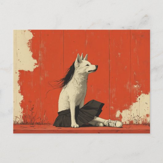 Een Grappig Deel Hond Deel Mens Briefkaart (Voorkant)