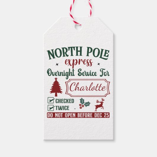 Een grappig kerstcadeau van de Noordpool Cadeaulabel (Voorkant)