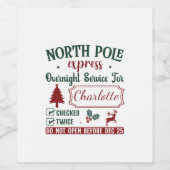 Een grappig kerstcadeau van de Noordpool Wijn Etiket (Enkel label)