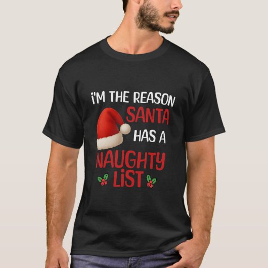 Een grappig kerstmis stoute lijst ontwerp t-shirt (Voorkant)