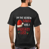Een grappig kerstmis stoute lijst ontwerp t-shirt (Achterkant)
