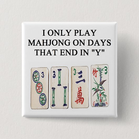 een grappig mahjong ontwerp vierkante button 5,1 cm (Voorkant)