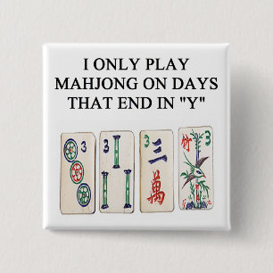 een grappig mahjong ontwerp vierkante button 5,1 cm