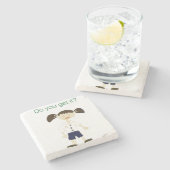 Een grappig meisje cartoon onderzetter (Zijkant)